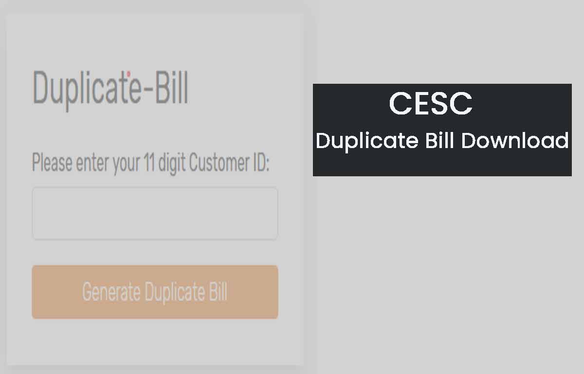 CESC Duplicate Bill Download
