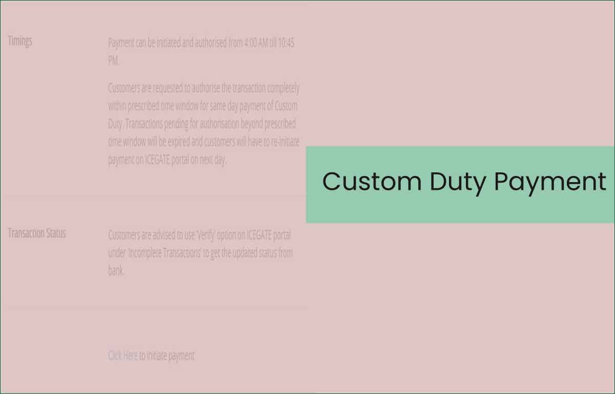 Custom Duty Payment