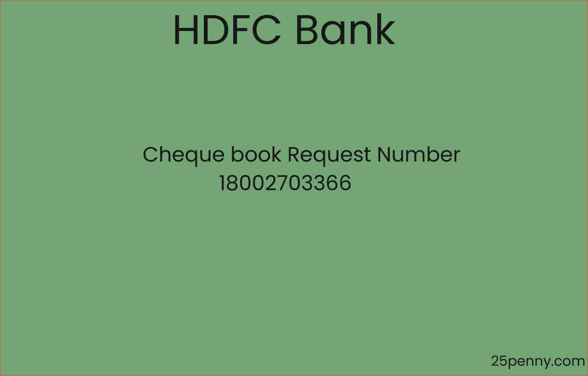 HDFC Bank Cheque Book Number