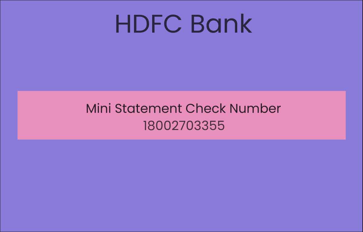 HDFC Bank Mini Statement