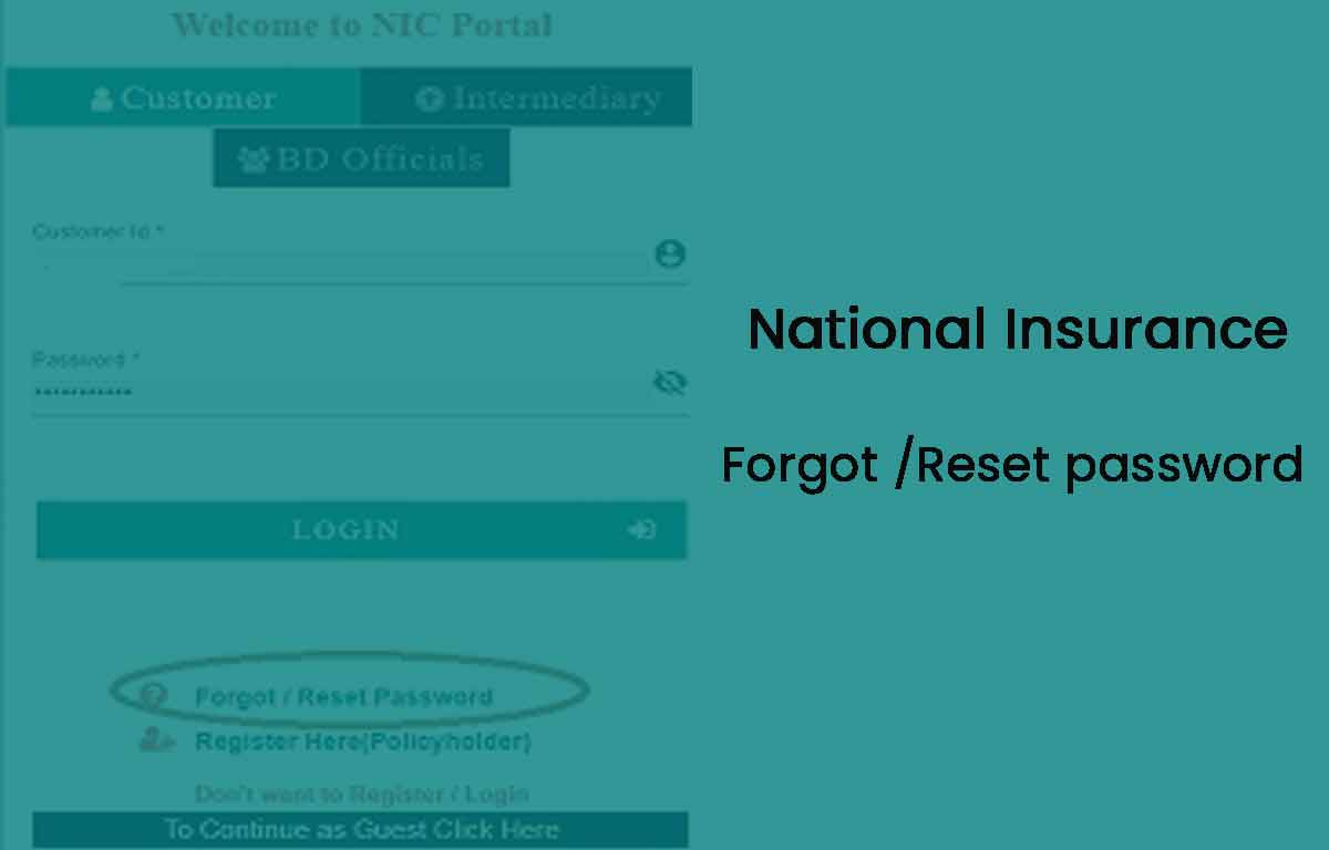 National Insurance Forgot Password