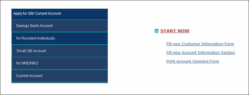 SBI Account Opening Online Form