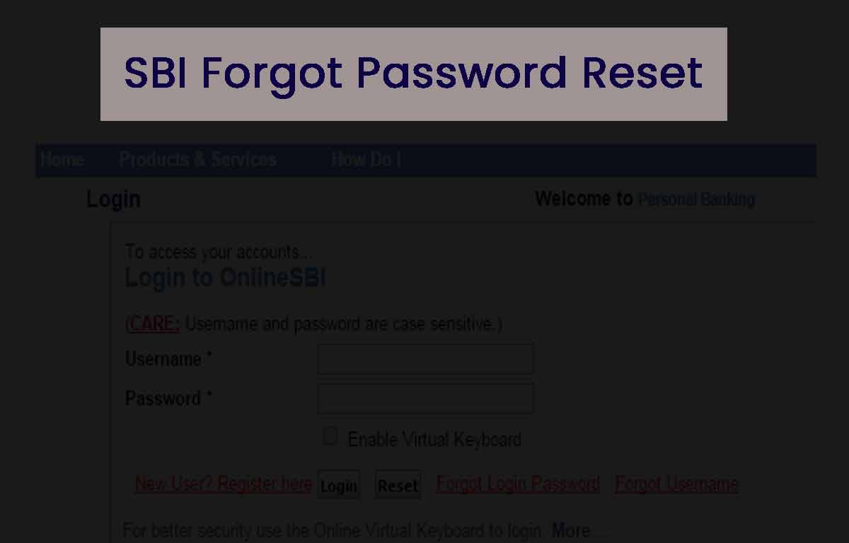 SBI Forgot Password Reset