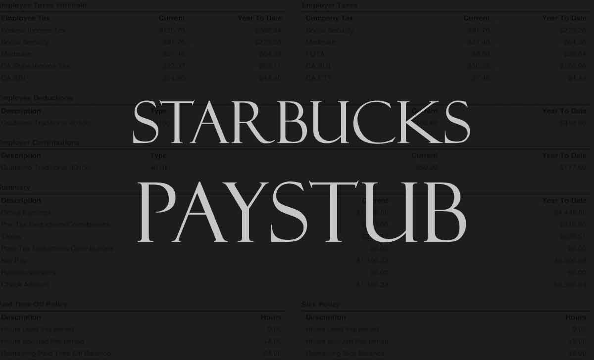 Starbucks Pay Stub for Employees to Check Pay